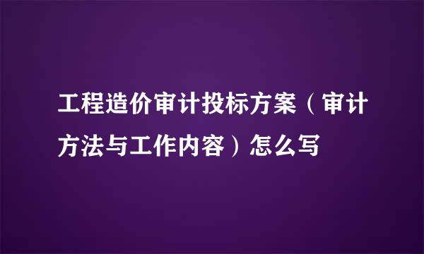 工程造价审计投标方案(审计方法与工作内容)怎么写