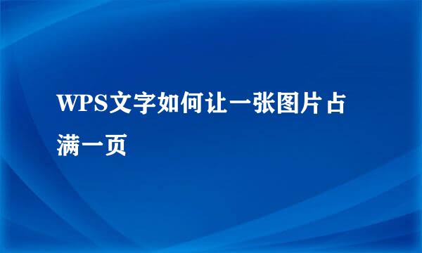 WPS文字如何让一张图片占满一页