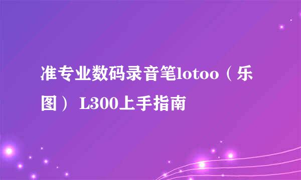 准专业数码录音笔lotoo（乐图） L300上手指南