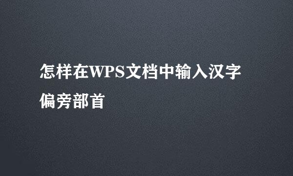 怎样在WPS文档中输入汉字偏旁部首