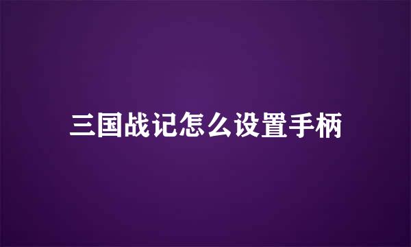 三国战记怎么设置手柄