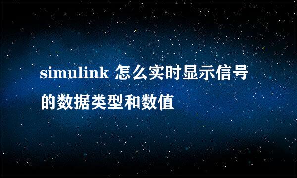 simulink 怎么实时显示信号的数据类型和数值