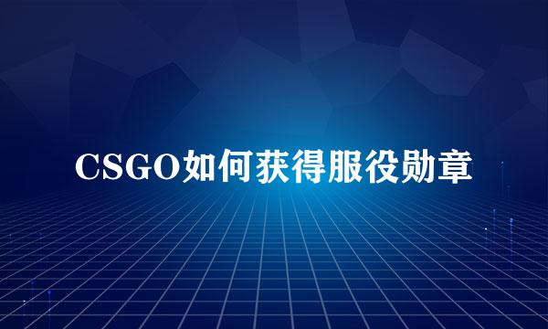 CSGO如何获得服役勋章