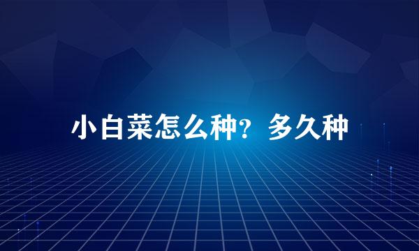 小白菜怎么种？多久种