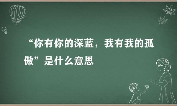 “你有你的深蓝,我有我的孤傲”是什么意思