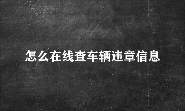 怎么在线查车辆违章信息