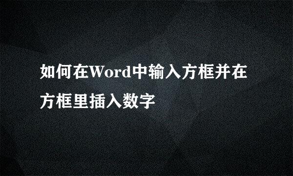如何在Word中输入方框并在方框里插入数字