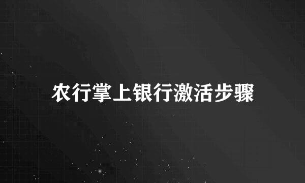 农行掌上银行激活步骤
