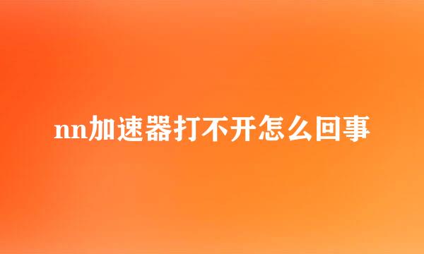 nn加速器打不开怎么回事
