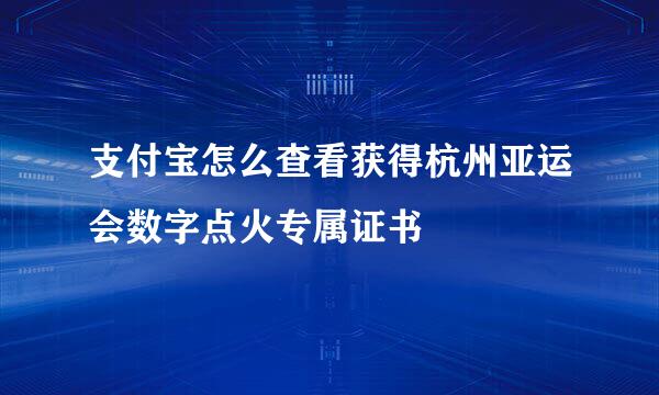 支付宝怎么查看获得杭州亚运会数字点火专属证书