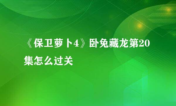 《保卫萝卜4》卧兔藏龙第20集怎么过关