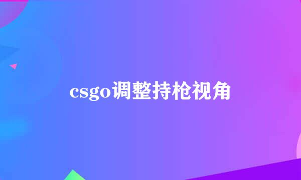 csgo调整持枪视角