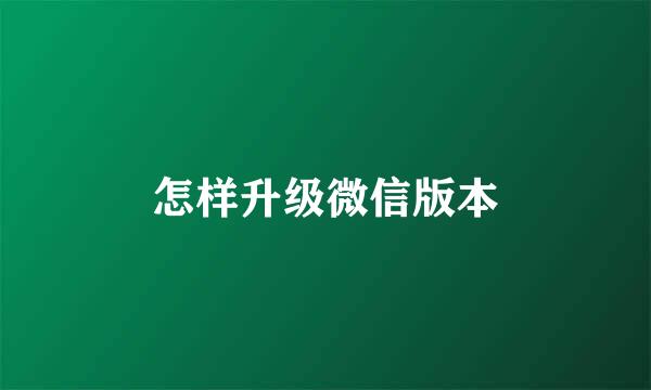 怎样升级微信版本