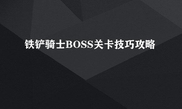 铁铲骑士BOSS关卡技巧攻略