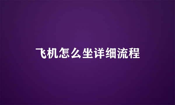 飞机怎么坐详细流程
